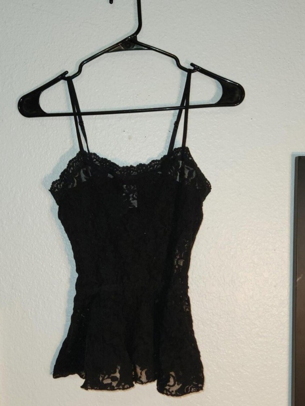 Hanky Panky Black Lace Camisole with Peplum Hem